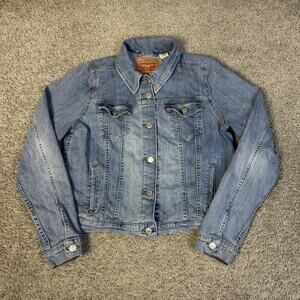 Levi's Jacket Womens XL Blue Denim Biker Button Front Stretch Classic 29945-0012